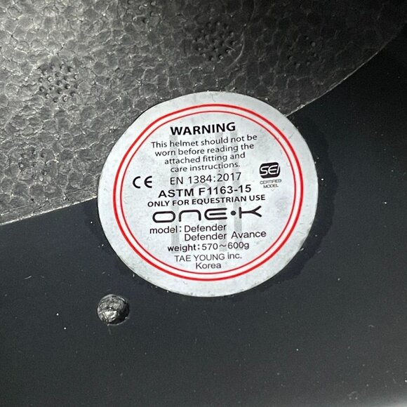 One K Defender Avance Riding Helmet Black Suede ASTM/SEI Certified Size XL - Picture 9 of 9